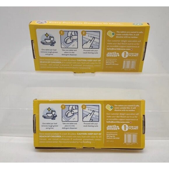 Earth Breeze Power Pebbles Dishwasher Tablets Lemon Citrus 2 Boxes 60 Tablets - Picture 4 of 5